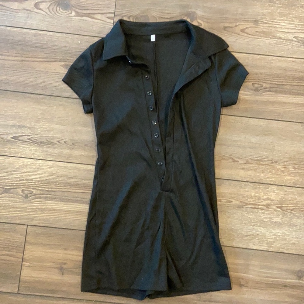 Black button down romper